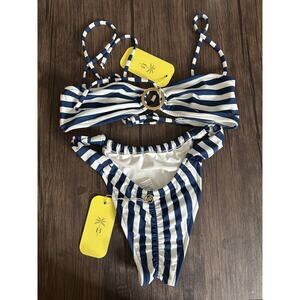Bananhot Bikini Set in Ocean Stripes Womans XS NWT